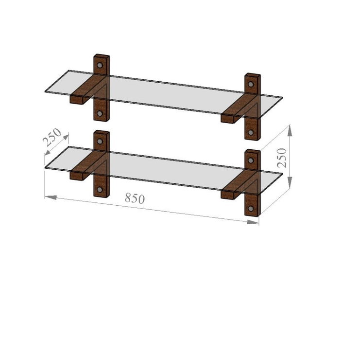 Hanah Home R200 Estantería de pared de cristal templado y madera de pino, Nogal
